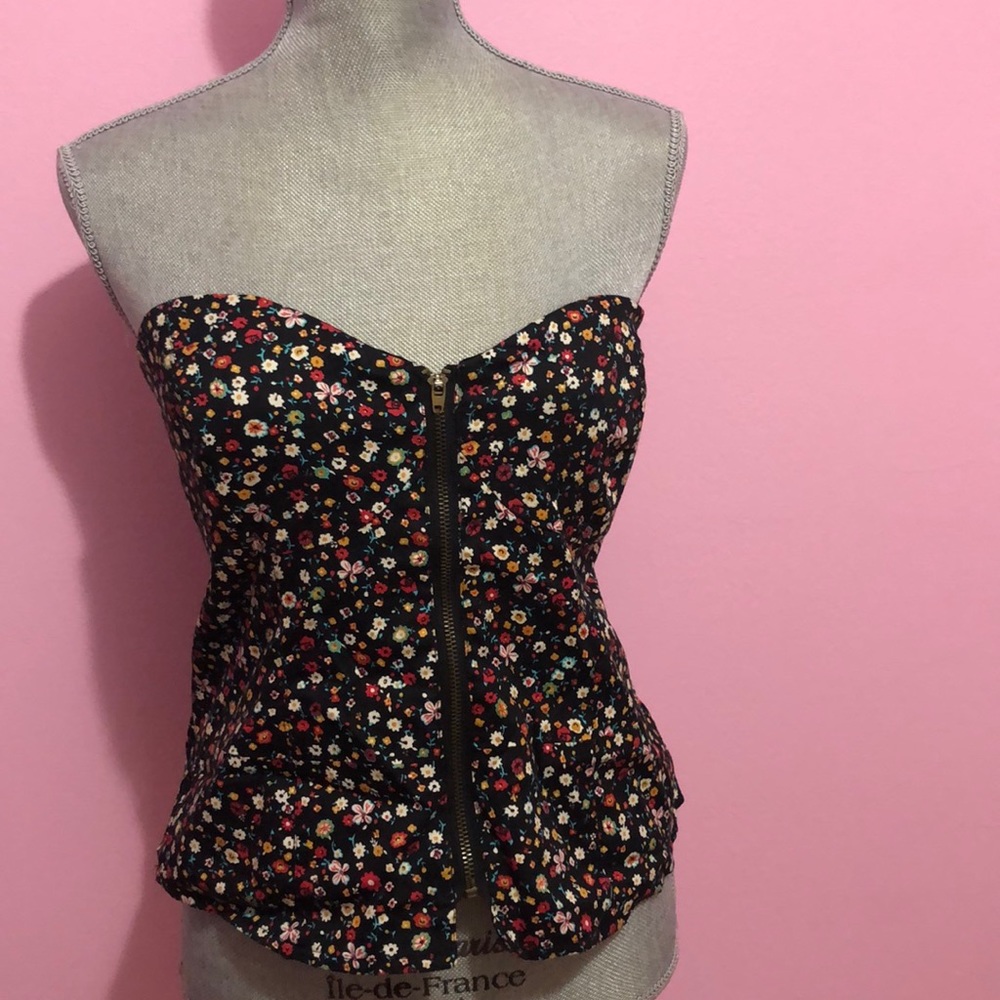 Floral print bustier top
